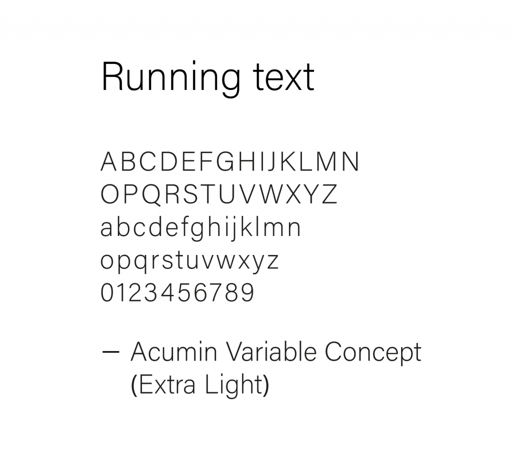 WIT English text font: Acumin Variable Concept Extra Light