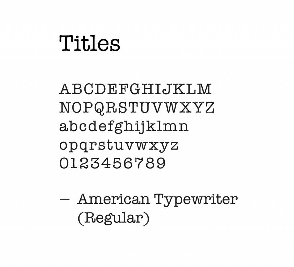 WIT English titles font: American Typewriter Regular